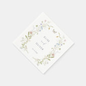 Serviette En Papier Cadre de mariage aux fleurs sauvages pastel (Coin)