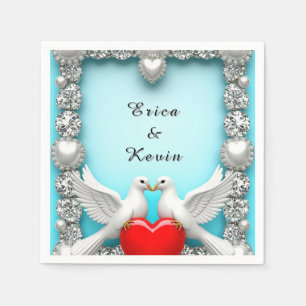 Serviette En Papier Cadre de mariage élégant avec colombes blanches