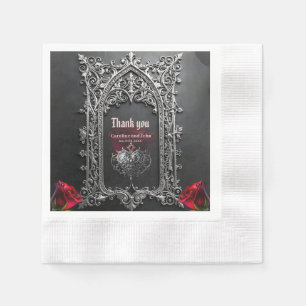 Serviette En Papier Cadre de rose de mariage gothique élégant