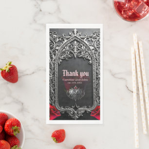 Serviette En Papier Cadre de rose de mariage gothique élégant