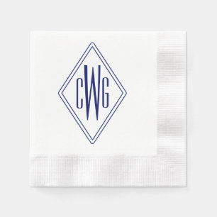 Serviette En Papier Cadre diamant simple 3 lettre initiale Mongm #5 bl