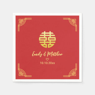Serviette En Papier Cadre doré de mariage chinois double xi