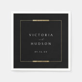 Serviette En Papier Cadre Elegance Noir Simple Moderne Classique Maria (Devant)