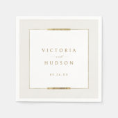 Serviette En Papier Cadre Elégance Simple Moderne Classique Mariage (Devant)