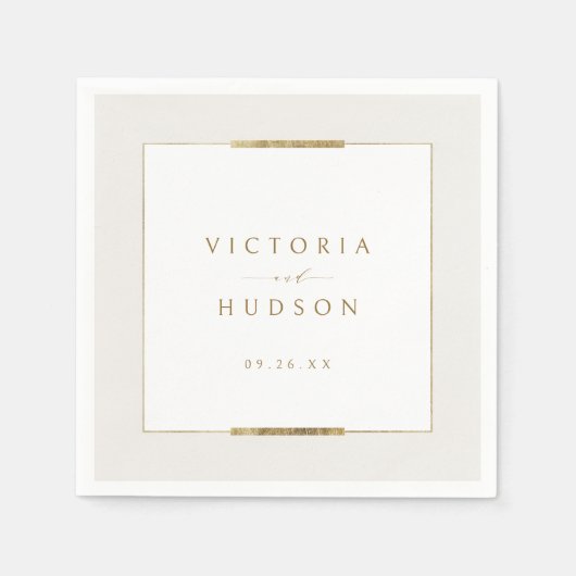 Serviette En Papier Cadre Elégance Simple Moderne Classique Mariage (Devant)