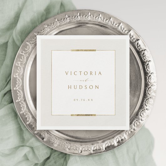 Serviette En Papier Cadre Elégance Simple Moderne Classique Mariage
