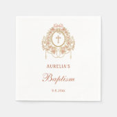 Serviette En Papier Cadre élégant Croix Sainte Baptême (Devant)