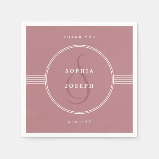 Serviette En Papier Cadre élégant | Dusty Rose Mariage (Devant)