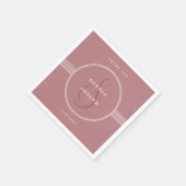 Serviette En Papier Cadre élégant | Dusty Rose Mariage (Coin)