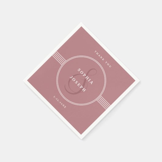 Serviette En Papier Cadre élégant | Dusty Rose Mariage (Coin)