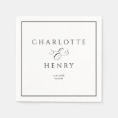 Serviette En Papier Cadre élégant et chic Mariage noir et blanc (Devant)