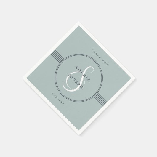 Serviette En Papier Cadre élégant | Naples Mariage en verre de mer (Coin)