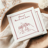 Serviette En Papier Cadre esquissé mariage en verre de Champagne Whims