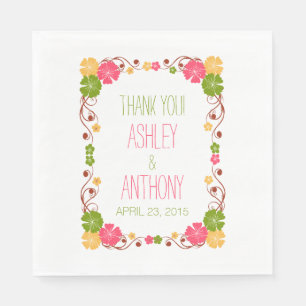 Serviette En Papier Cadre Floral Hibiscus Mariage personnalisé