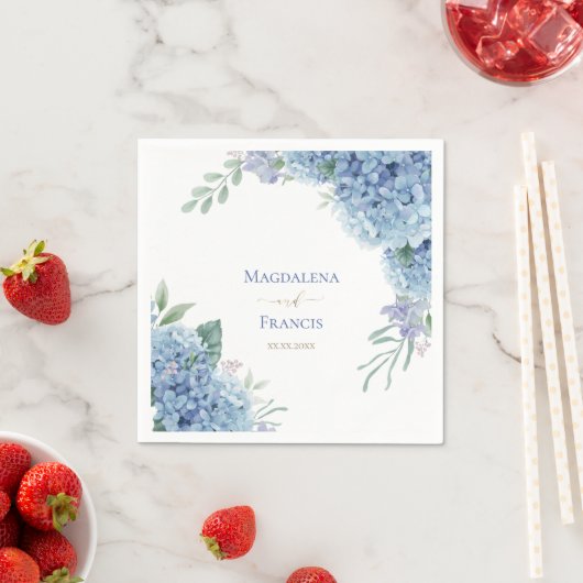 Serviette En Papier Cadre géométrique Hydrangea | MARIAGE (En situation)