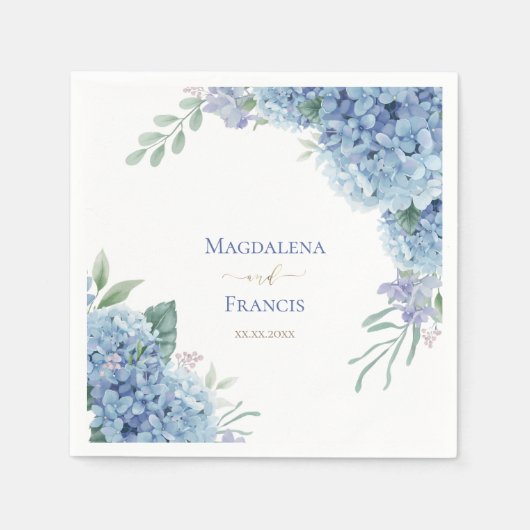 Serviette En Papier Cadre géométrique Hydrangea | MARIAGE (Devant)