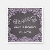 Serviette En Papier Cadre lavande et Merci mariage de tableau noir (Devant)