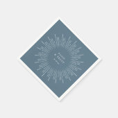 Serviette En Papier Cadre Modern Sunburst Bleu Ardoise (Coin)