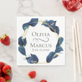 Serviette En Papier Cadre moderne Deep Indigo Blue et Gold (En situation)