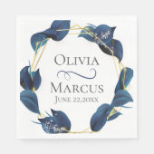 Serviette En Papier Cadre moderne Deep Indigo Blue et Gold (Devant)