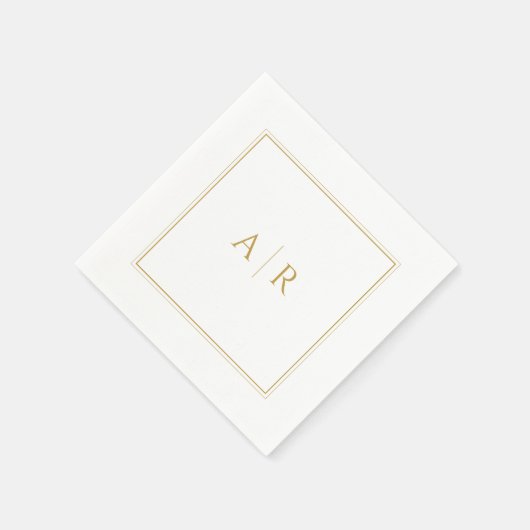 Serviette En Papier Cadre Or élégant et Initiales Mariage Faveur (Coin)