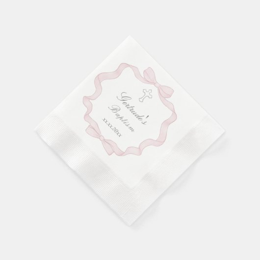 Serviette En Papier Cadre papillon rose (Coin)