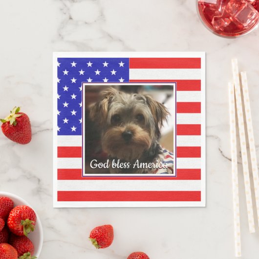 Serviette En Papier Cadre photo personnalisé USA American Flag Patriot (En situation)