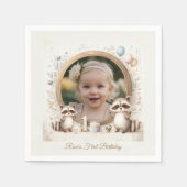 Serviette En Papier Cadre photo Raccoon pour les fêtes d'anniversaire  (Devant)