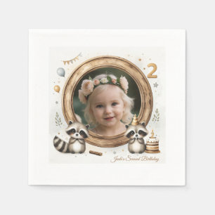 Serviette En Papier Cadre photo Raccoon pour les fêtes d'anniversaire