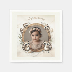 Serviette En Papier Cadre photo Raccoon pour les fêtes d'anniversaire