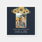 Serviette En Papier Cadre photo tournesol Moderne graduation rustique (Devant)