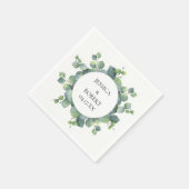 Serviette En Papier Cadre Rond Chic Moderne Eucalyptus Personnalisé (Coin)