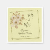 Serviette En Papier Cadre rose - Mariage jaune céleste (Devant)