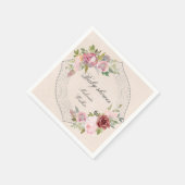 Serviette En Papier cadre rustique baby shower à fleurs bordeaux rose (Coin)