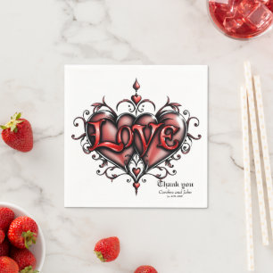 Serviette En Papier Cadre Steampunk avec Roses rouges et Engrenages