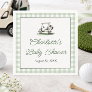 Serviette En Papier Cadre Vert Sauge Golf Nouveau au Club Baby Shower