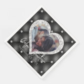 Serviette En Papier Cadres cardiaques Photo personnalisée Diamants noi (Coin)