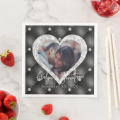 Serviette En Papier Cadres cardiaques Photo personnalisée Diamants noi (En situation)