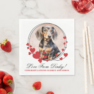Serviette En Papier Cadres de Coeur Rouge Dachshund avec Chiens Photo