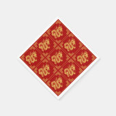 Serviette En Papier Cadres d'ornement grec Motif de dragon d'or rouge (Coin)