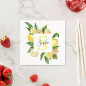 Serviette En Papier Cadres et Feuilles de citrons jaunes modernes avec (En situation)