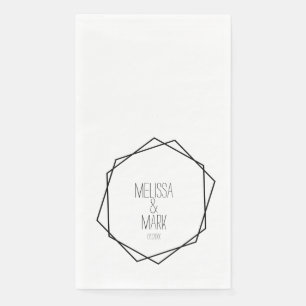 Serviette En Papier Cadres géométriques de mariage noir blanc