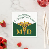 Serviette En Papier Caduceus Green & White Médicale School Graduation (En situation)
