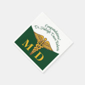 Serviette En Papier Caduceus Green & White Médicale School Graduation (Coin)