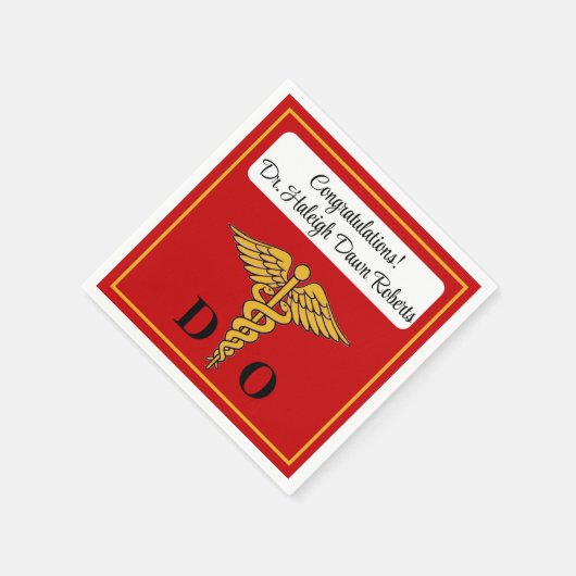 Serviette En Papier Caduceus Red & Gold Médicale School Graduation (Coin)