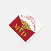 Serviette En Papier Caduceus Red & White Médicale School Graduation (Coin)