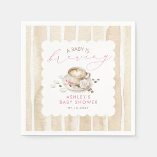 Serviette En Papier Café Bébé au Ruban Rose Baby Shower