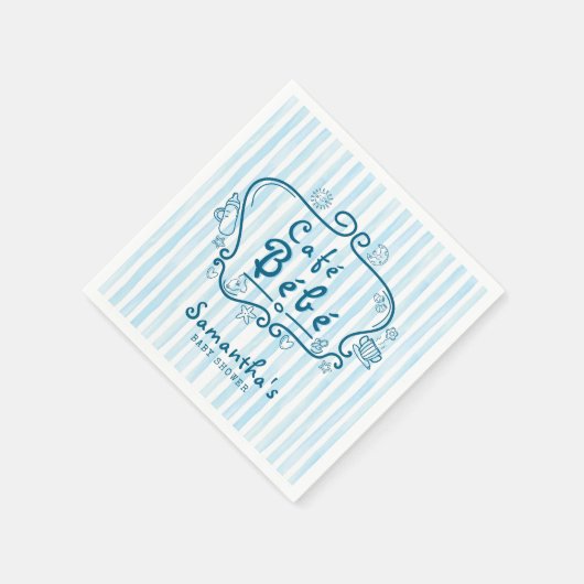 Serviette En Papier Café Bébé Baby shower moderne Blue Boy (Coin)