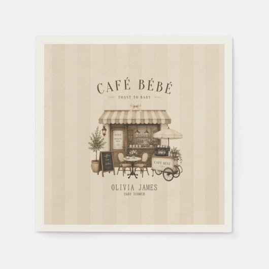 Serviette En Papier Cafe bebe fête de bébé mixte marron (Devant)