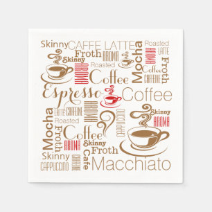 Serviette En Papier Café chic brun rouge